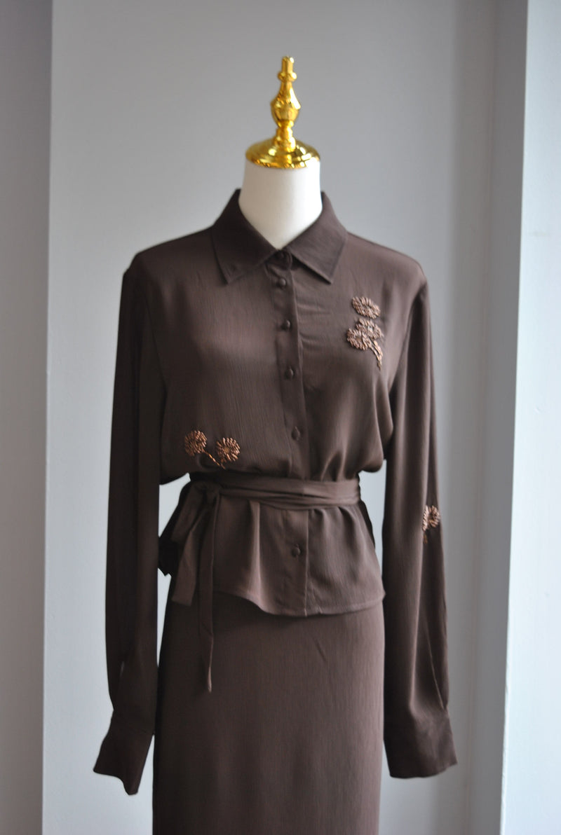 CHOCOLATE BROWN SET WITH PENCIL SKIRT