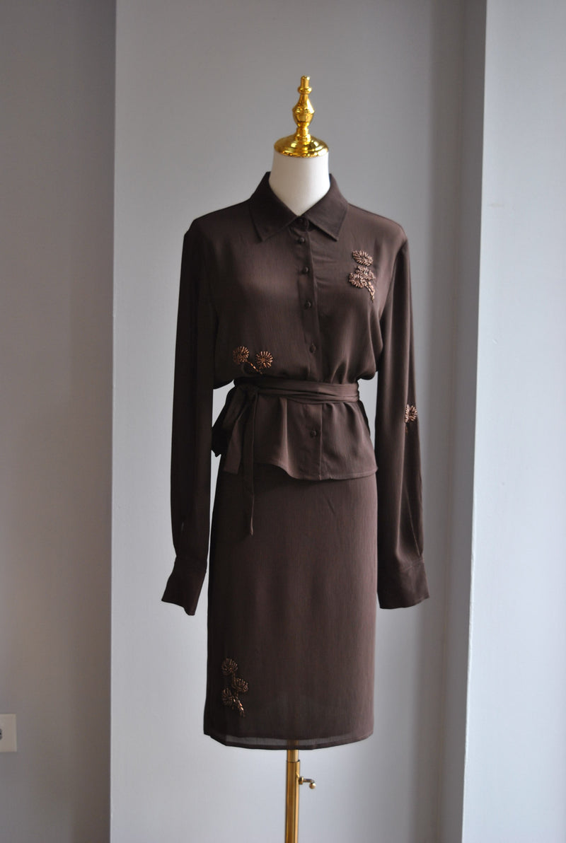 CHOCOLATE BROWN SET WITH PENCIL SKIRT
