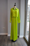 NEON GREEN SET OF PALAZZO PANST AND CROPPED TOP - RESORT COLLECTION