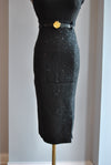 BLACK TWEED PENCIL SKIRT WITH A BELT