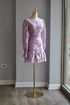 LAVENDER MINI LACE DRESS WIH RUFFLE