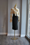 BLACK TWEED PENCIL SKIRT WITH A BELT