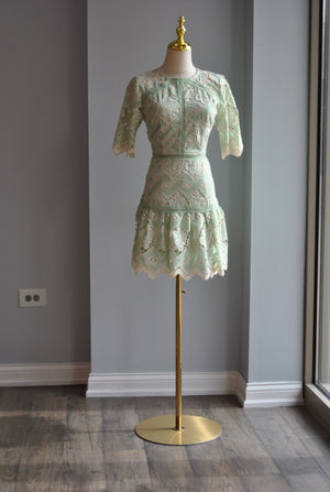 SAGE GREEN MINI DRESS WITH RUFFLE