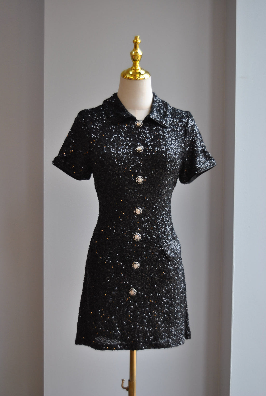 BLACK SEQUIN MINI DRESS