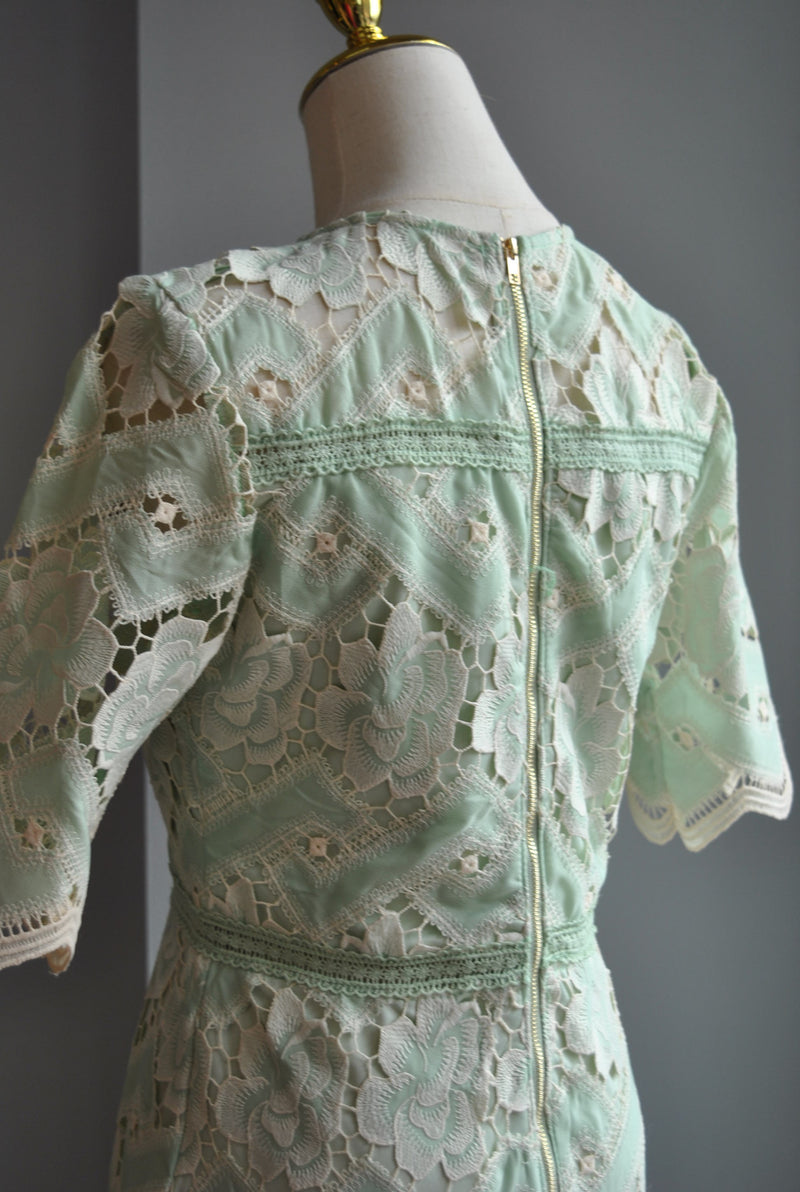 SAGE GREEN MINI DRESS WITH RUFFLE