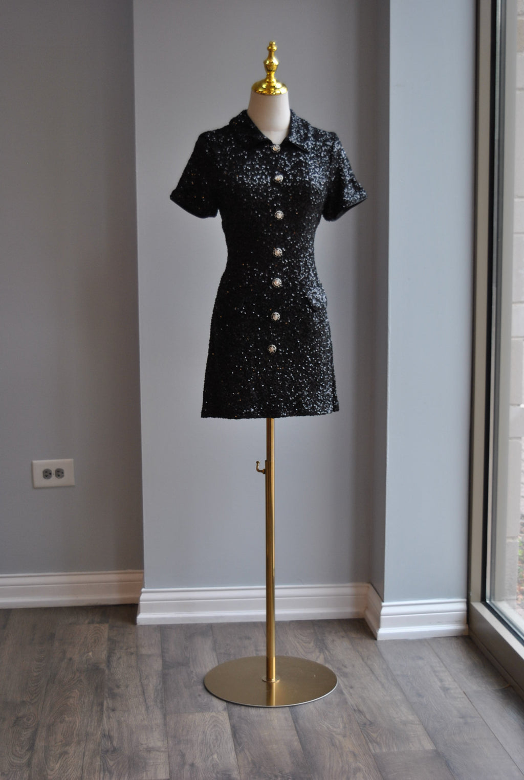 BLACK SEQUIN MINI DRESS