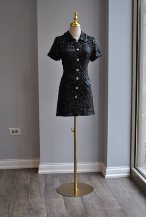 BLACK SEQUIN MINI DRESS