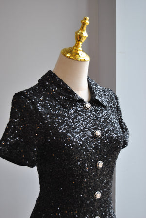 BLACK SEQUIN MINI DRESS