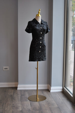 BLACK SEQUIN MINI DRESS
