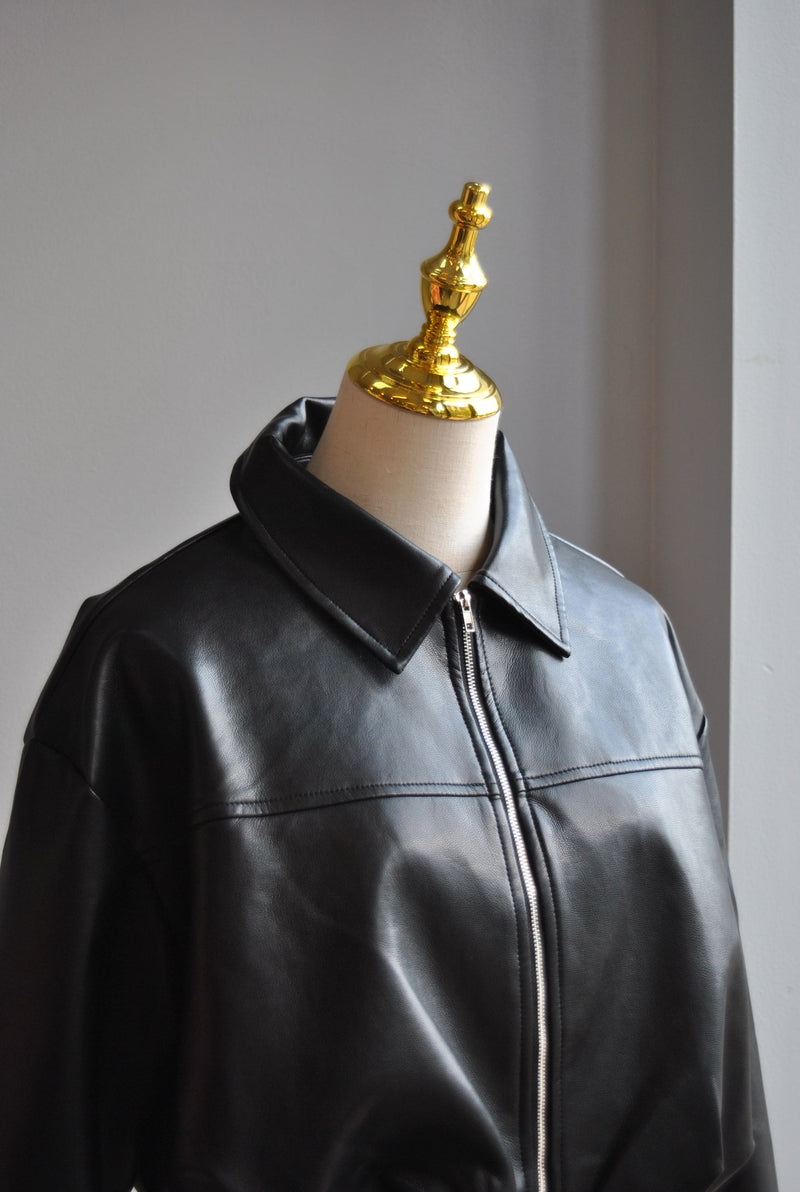 FAUX LEATHER CROPPED JACKET