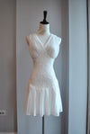 WHITE MINI PLEATED DRESS