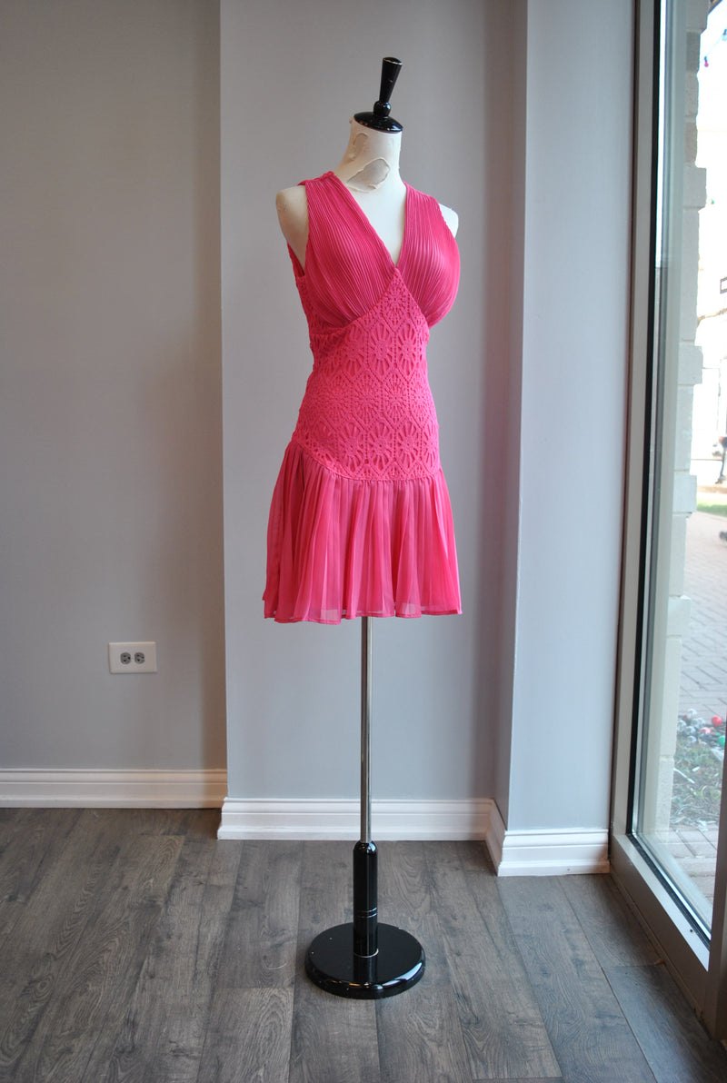 CLEARANCE - FUCHSIA PINK MINI PLEATED DRESS