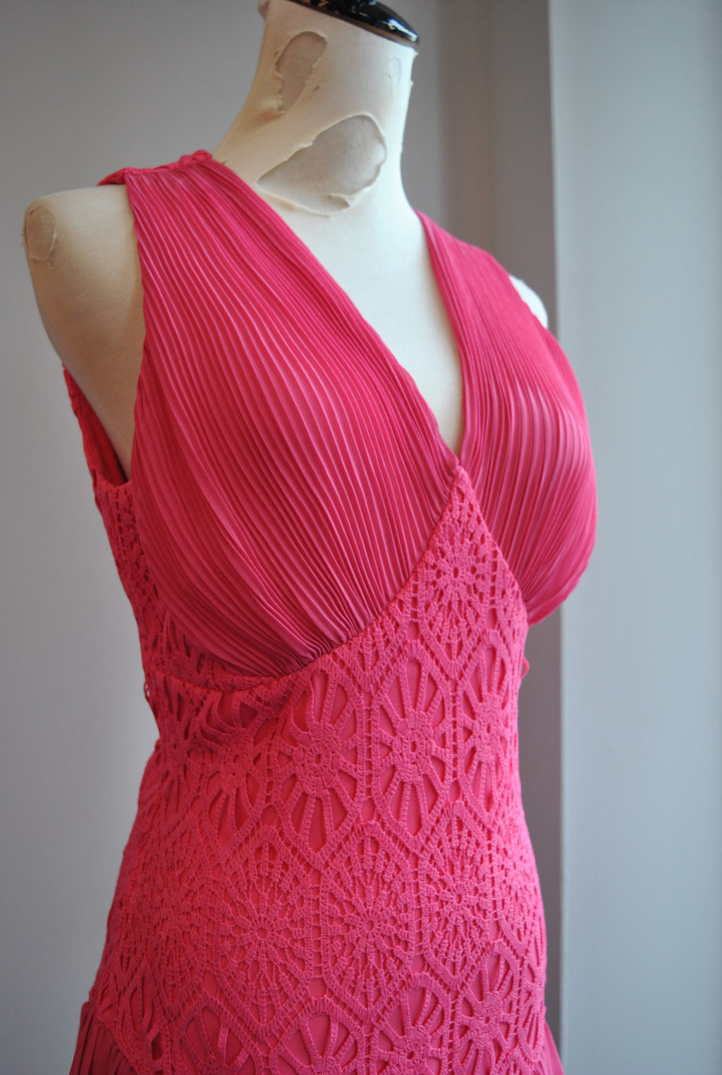 CLEARANCE - FUCHSIA PINK MINI PLEATED DRESS