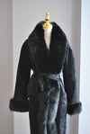 BLACK SWEATER ALPAKA COAT WITH FAUX FUR
