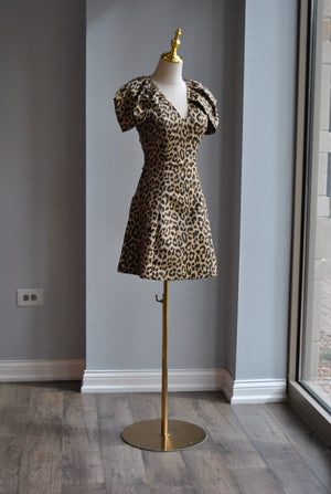 CHEETAH PRINT MINI DRESS WITH CUP SLEEVES