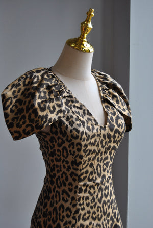 CHEETAH PRINT MINI DRESS WITH CUP SLEEVES