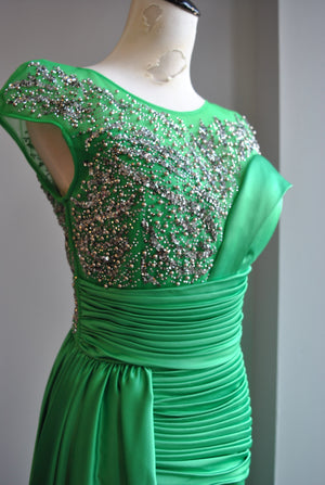 GUNMETAL SEQUIN LONG EVENING GOWN