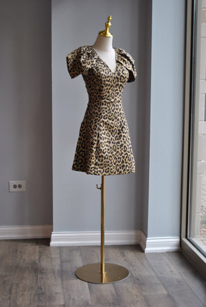 CHEETAH PRINT MINI DRESS WITH CUP SLEEVES