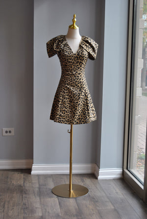 CHEETAH PRINT MINI DRESS WITH CUP SLEEVES