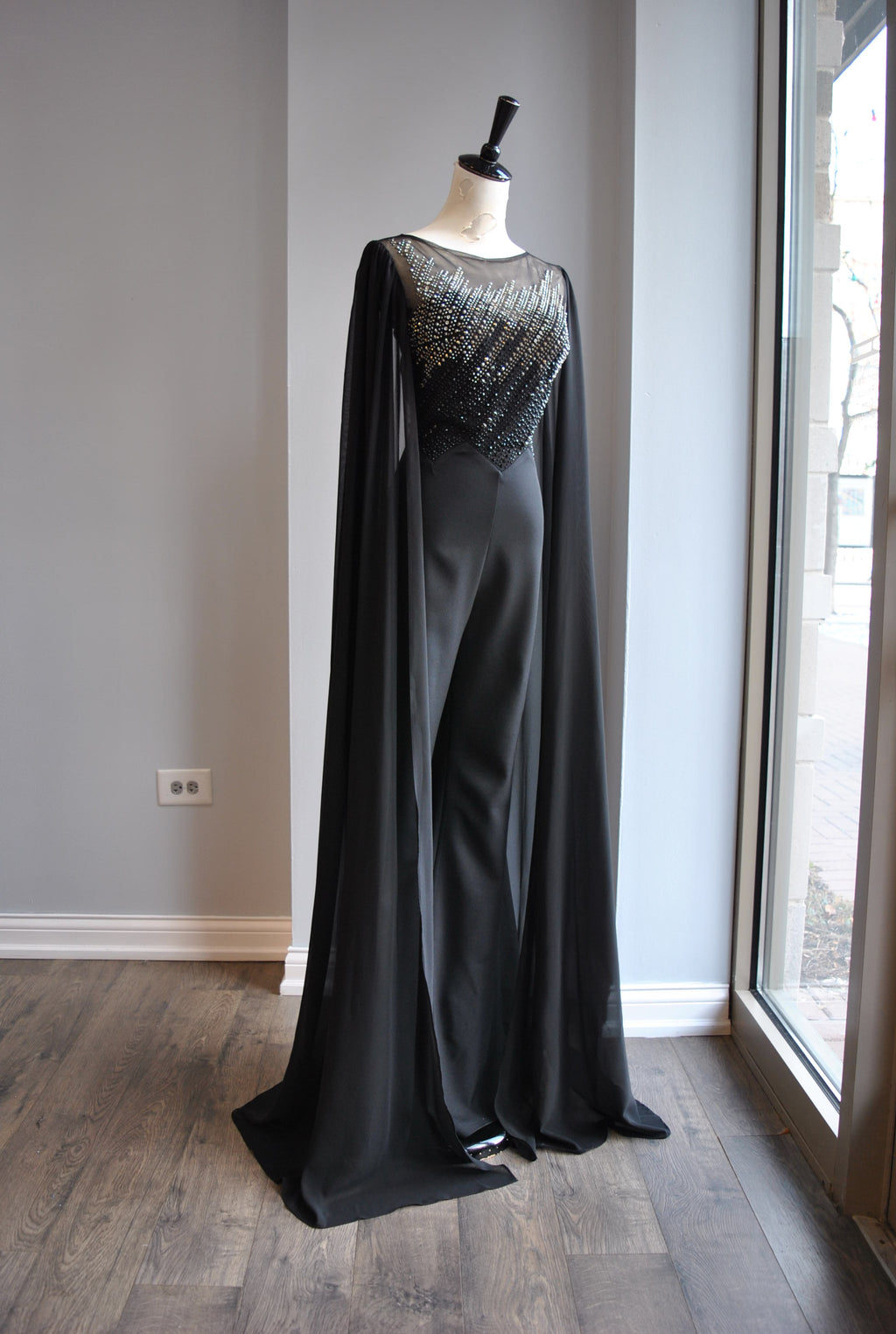 BLACK JUMPSUIT WITH SEQUIN TOP
