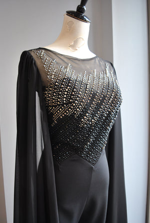 BLACK JUMPSUIT WITH SEQUIN TOP