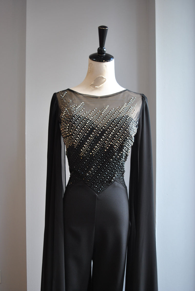 BLACK JUMPSUIT WITH SEQUIN TOP