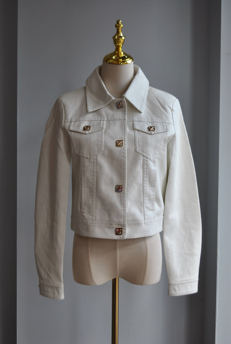 WHITE FAUX LEATHER JACKET