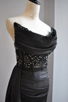 BLACK STRAPLESS DRESS WITH SEQUIN TOP
