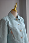 TURQUOISE BLUE FAUX LEATHER JACKET