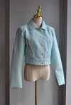 TURQUOISE BLUE FAUX LEATHER JACKET
