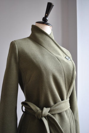 OLIVE GREEN WRAP FALL COAT