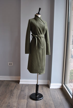 OLIVE GREEN WRAP FALL COAT