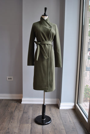 OLIVE GREEN WRAP FALL COAT