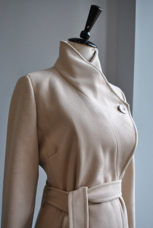 SAND COLOR FALL WRAP COAT