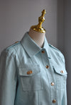LIGHT BLUE FAUX LEATHER JACKET