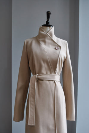 SAND COLOR FALL WRAP COAT
