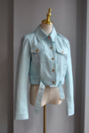 LIGHT BLUE FAUX LEATHER JACKET