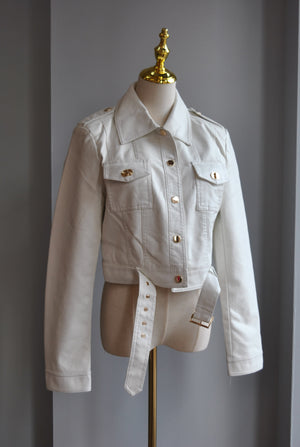 WHITE FAUX LEATHER JACKET