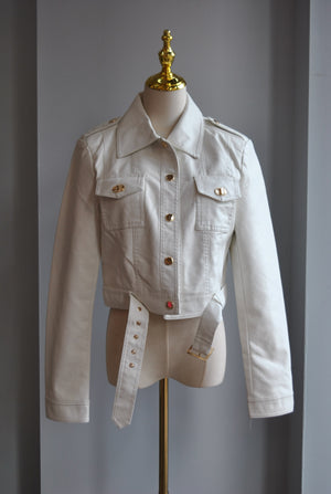 WHITE FAUX LEATHER JACKET