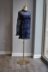 NAVY BLUE MINI DRESS WITH RUFFLES