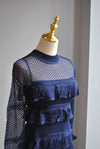 NAVY BLUE MINI DRESS WITH RUFFLES