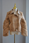 CLEARANCE - CARAMEL FAUX LEATHER AND FUR JACKET