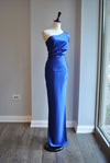 ROYAL BLUE LONG SIMPLE EVENING DRESS WITH SIDE SLIT