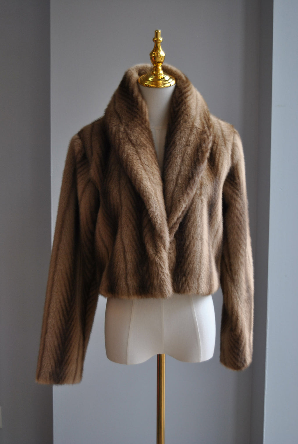 BROWN OMBRE FAUX FUR JACKET