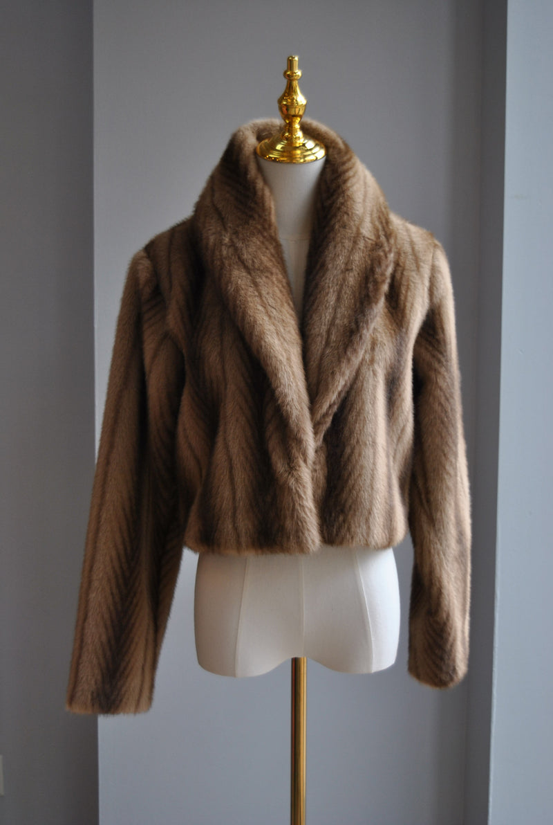 BROWN OMBRE FAUX FUR JACKET