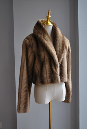 BROWN OMBRE FAUX FUR JACKET