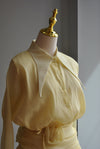 YELLOW MINI DRESS WITH A FLOWER BELT