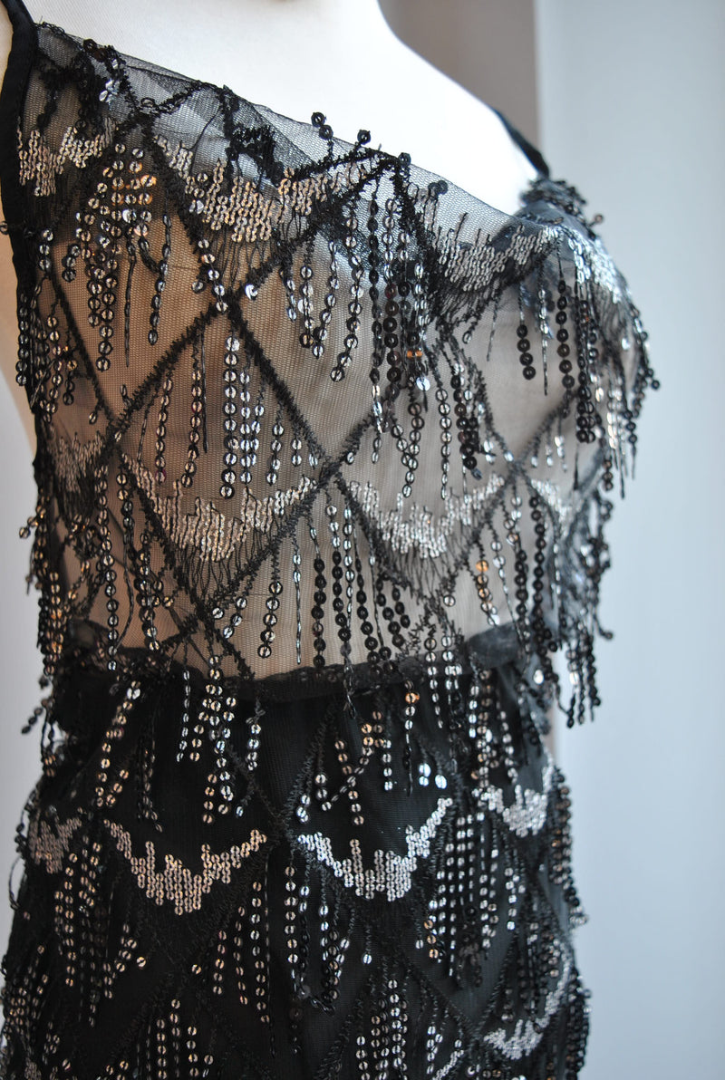 CLEARANCE - BLACK SHEER AND CRYSTALS SET