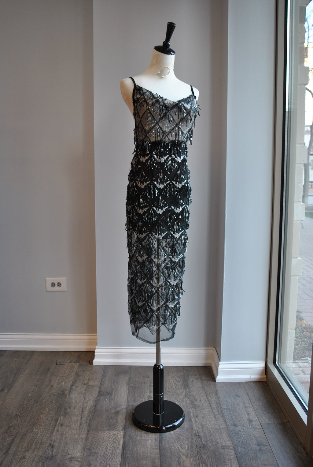 CLEARANCE - BLACK SHEER AND CRYSTALS SET