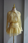 YELLOW MINI DRESS WITH A FLOWER BELT